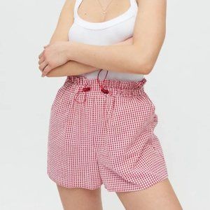 Urban Outfitters Gingham Paperbag Waist Drawstring Shorts XS